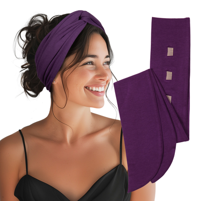 Long Stretch Non-Slip Wide Headband - Purple