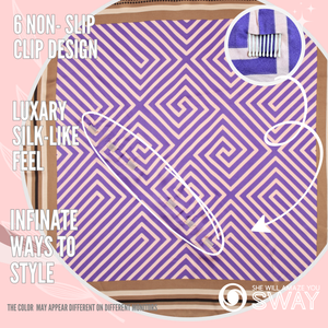 SWAY small satin scarf headband pink and purple design view