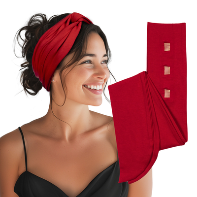Long Stretch Non-Slip Wide Headband - Red