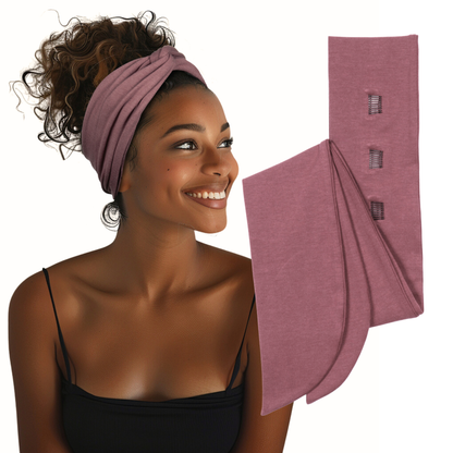 Long Stretch Non-Slip Wide Headband - Mauve