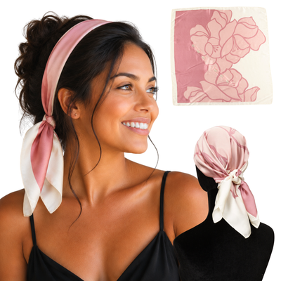 Small Satin Scarf Headband - Capri Blush Non-Slip