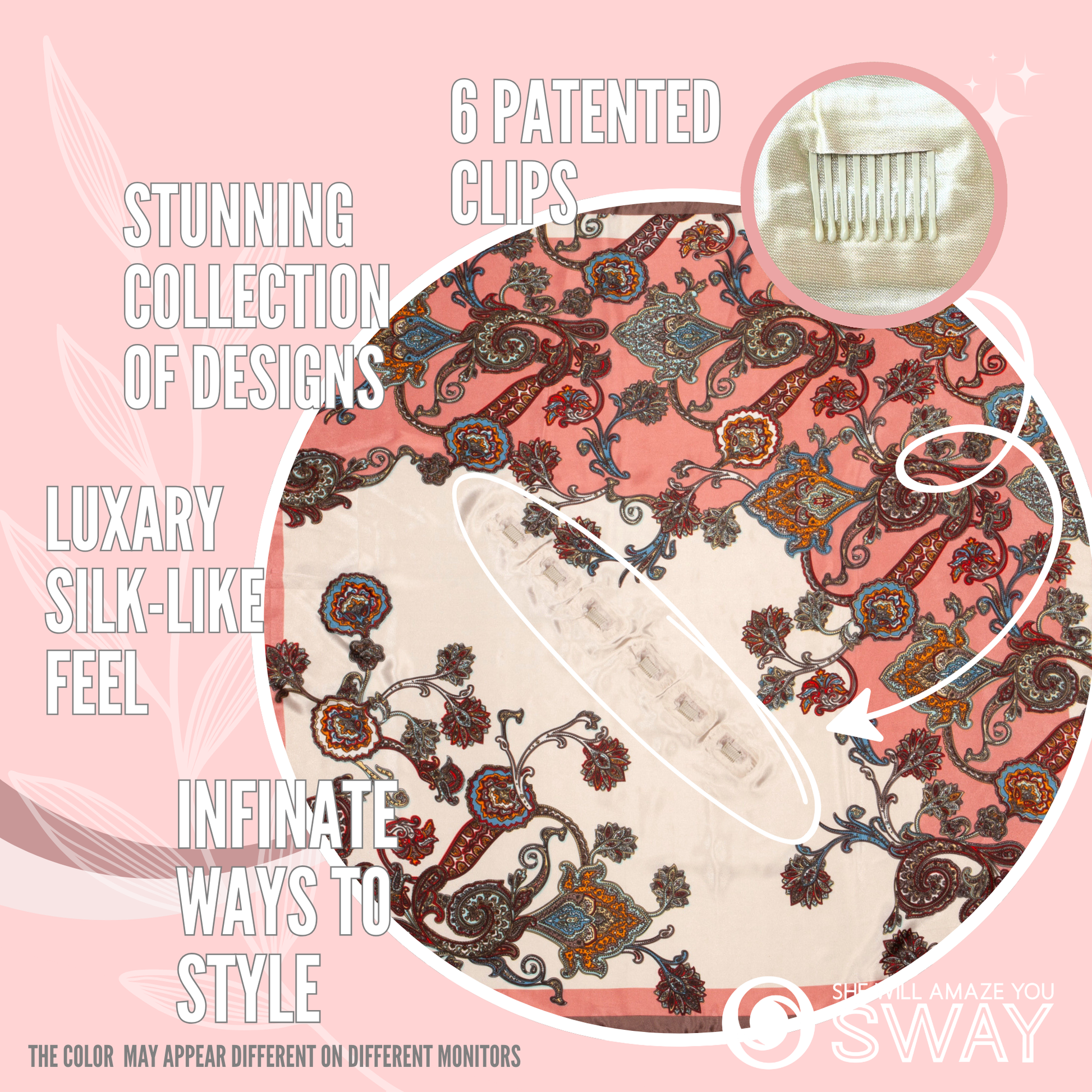 Pink and White floral design laid flat with non-slip clips showing 