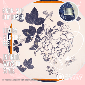 Blue & white silky non-slip headband laid flat 