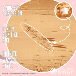 Bronze Gold Solid Large Satin Scarf laid Flat non- slip clips showing