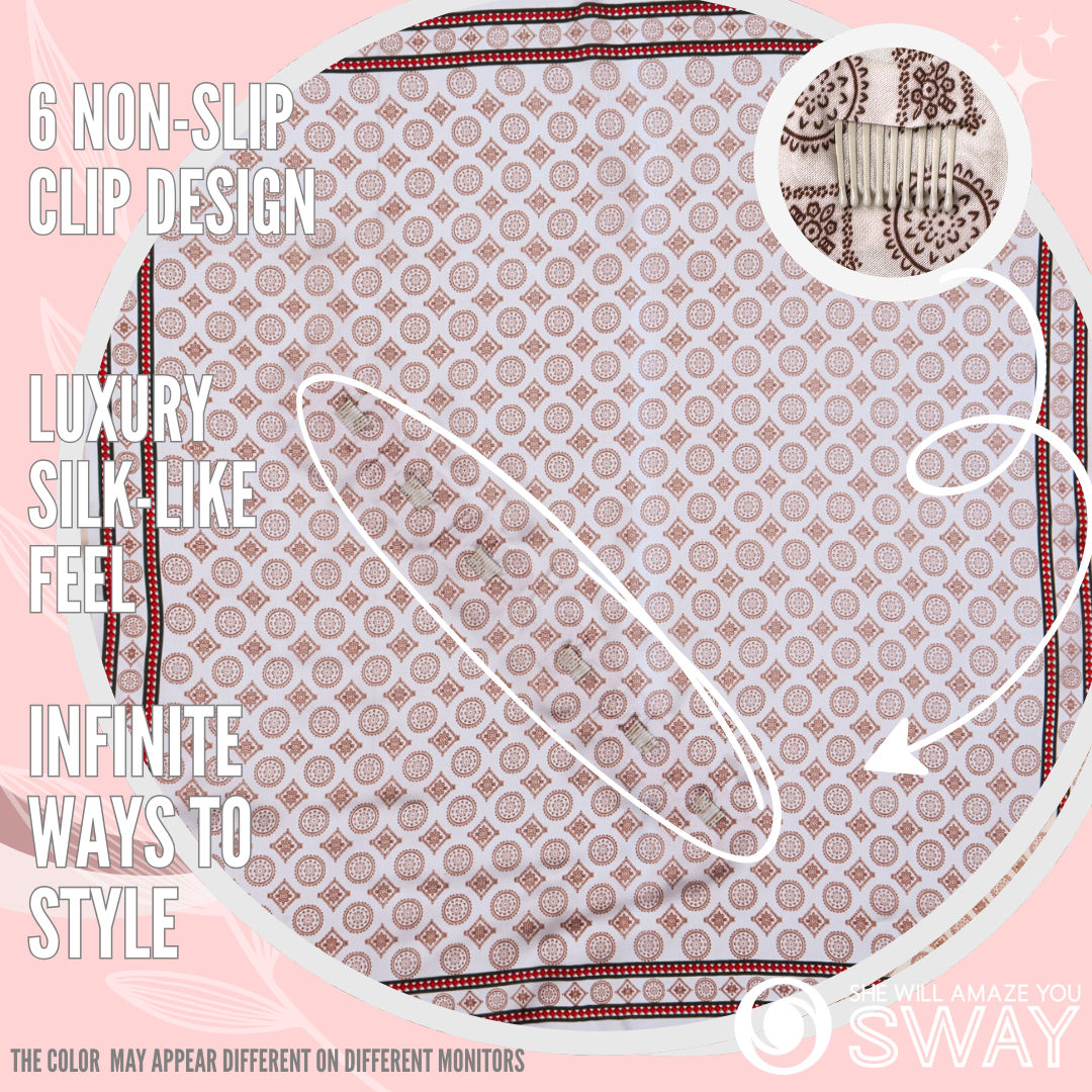 Brown circle and square design laid flat to show non-slip clips