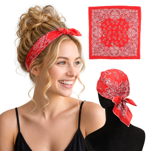 Cotton Bandana Non-Slip Headband - Poppy Red