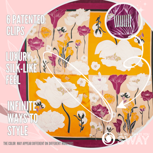 Purple & orange floral & square non-slip headband laid flat  