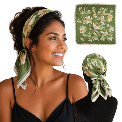 Small Satin Scarf Headband - Sintra Green Non-Slip