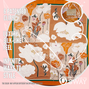 Rust & orange floral and square pattern headband laid flat