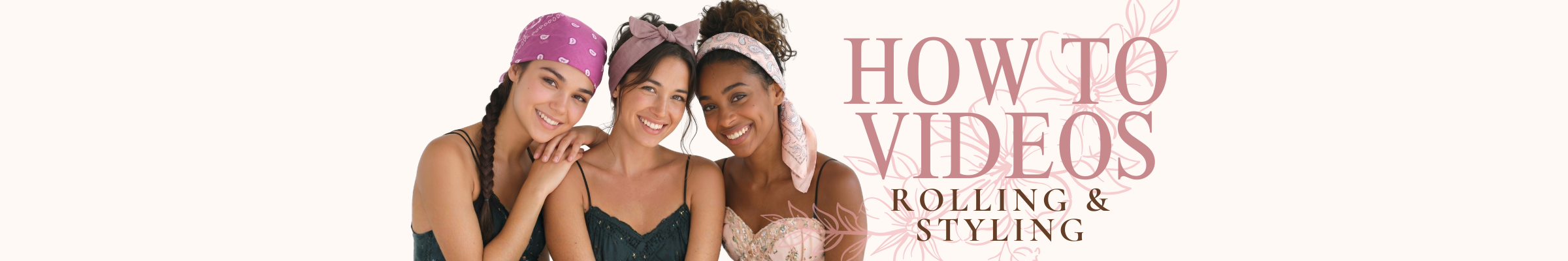 Three women with styled hair and a text overlay about how-to videos