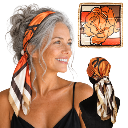 Large Satin Non-Slip Scarf Headband - Verona Orange