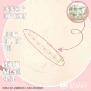 Off White large satin headband laid flat 6 clips visible