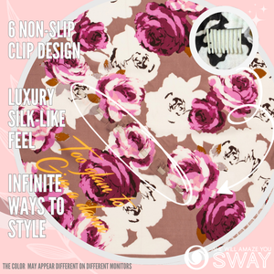Purple & White rose headband design laid flat to show design 