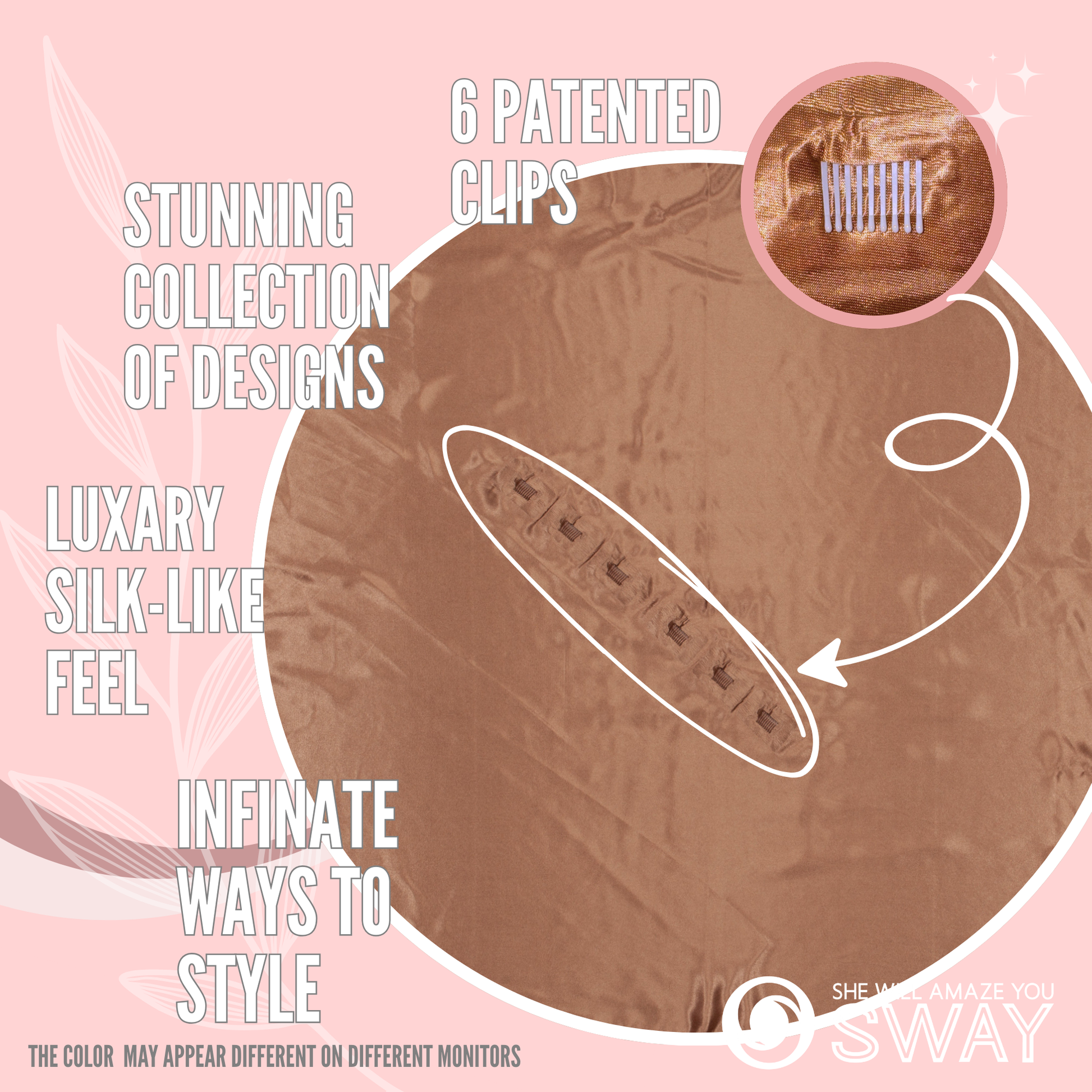 Copper Brown solid large satin non-slip headband scarf laid flat 