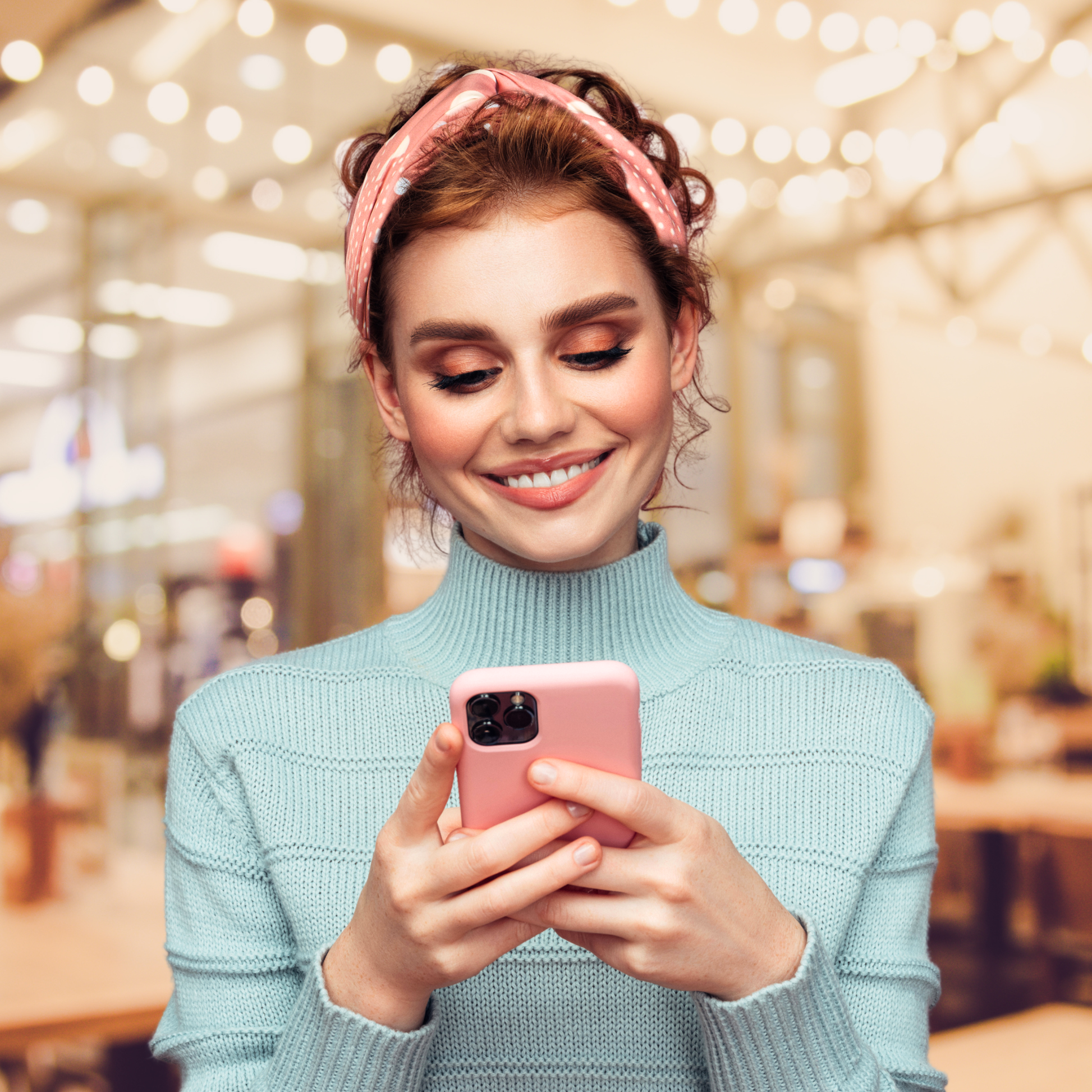Styling shot of a woman with a turban wrapped large satin headband 