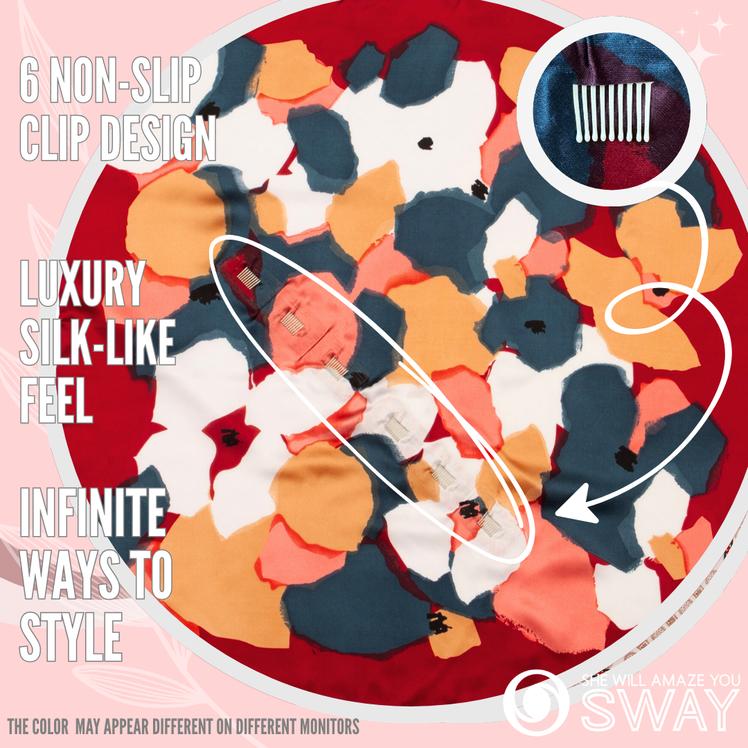 Red & multi-color paint scarf design laid flat 