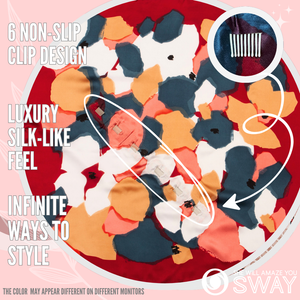 Red & multi-color paint scarf design laid flat 