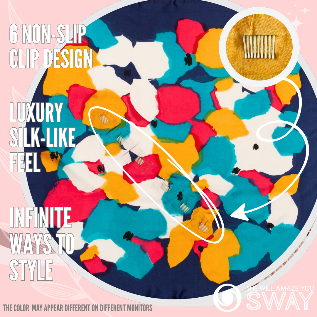 Blue & multi-color paint design laid flat to show non-slip clips 