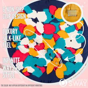 Blue & multi-color paint design laid flat to show non-slip clips 
