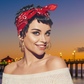 Model with wide rolled cotton SWAY bandana headband. 