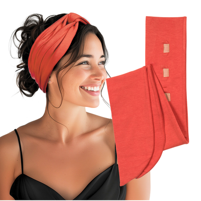 Long Stretch Non-Slip Wide Headband - Coral