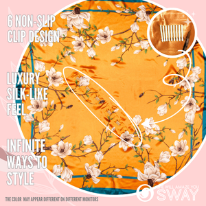 Orange and Turqoiuse magnolia design pattern clips showing