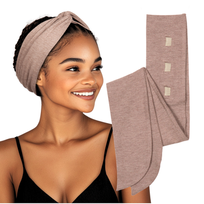 Long Stretch Non-Slip Wide Headband - Brown