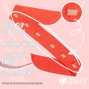 Coral Short Stretch Headband Laid Flat Non-slip clip details