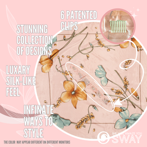 Pink, Blue and Yellow large satin scarf headband laid flat