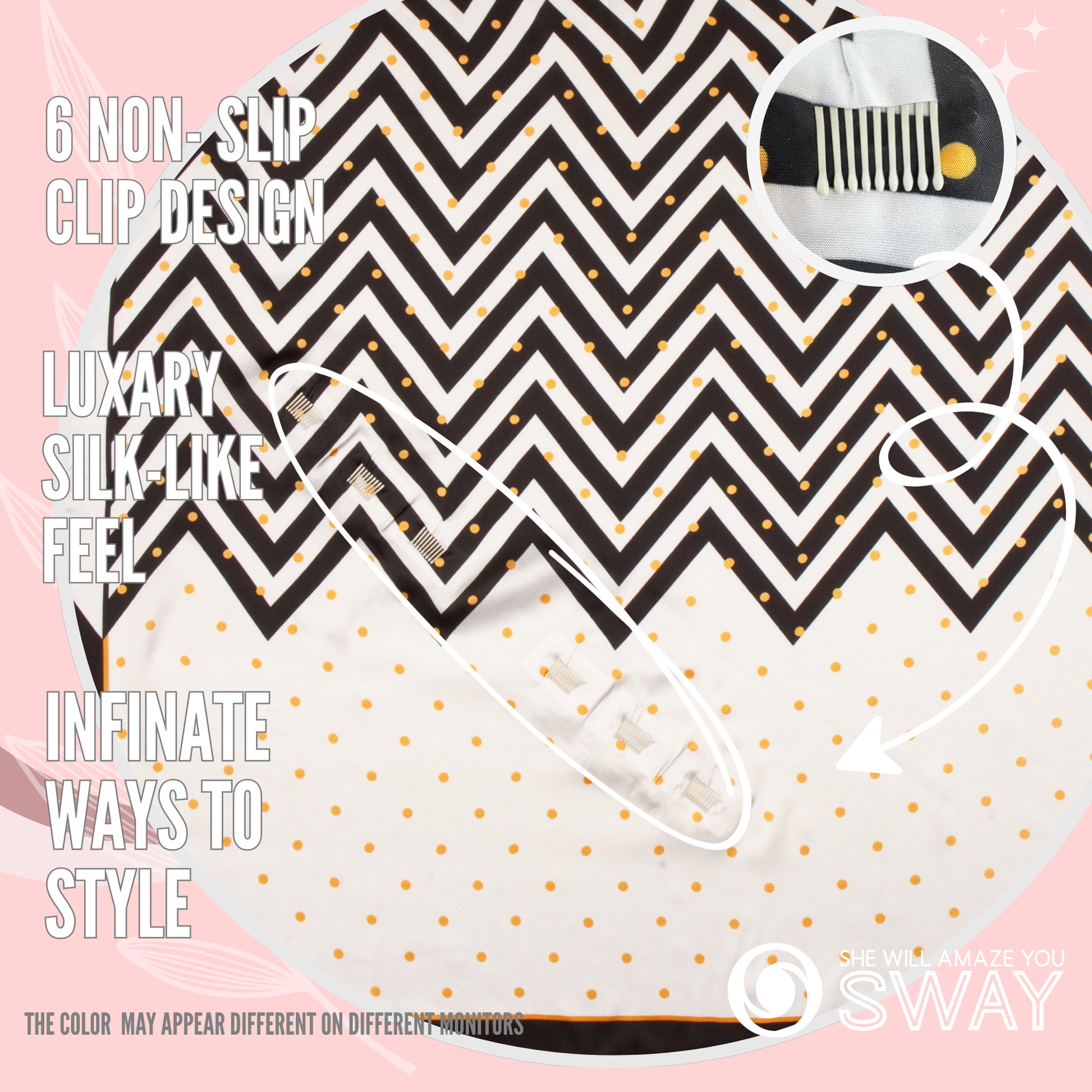 black, white & gold zigzag non-slip headband laid flat