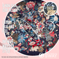 Navy, Maroon and multicolor floral design laid flat to show 6 clips