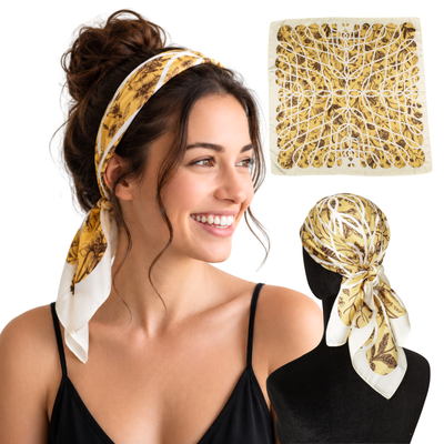 Small Satin Scarf Headband - Versailles Yellow Non-Slip