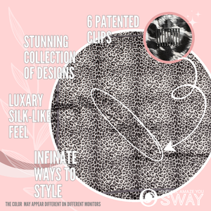 Black and White Cheetah Print Satin Headscarf Laid Flat