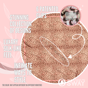 Pink and Brown Cheetah Print large satin nmpn-slip headband laid flat 