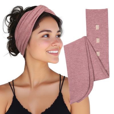 Long Stretch Non-Slip Wide Headband - Pink