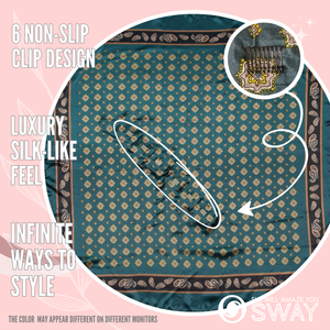 Green and gold Star paisley design scarf laid flat