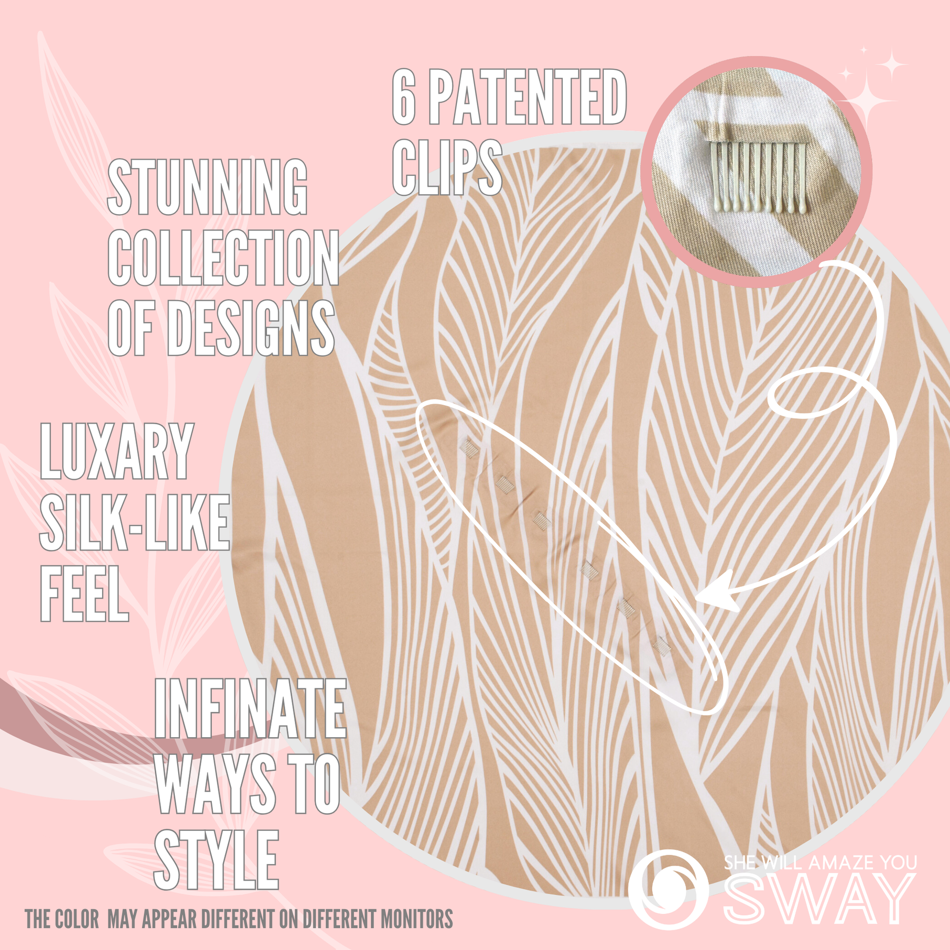 Tan and White Twill Satin non-slip headband laid flat 