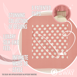 Pink and Cream polkadot design twill satin headband laid flat