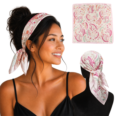 Small Satin Scarf Headband - Juliet Pink Non-Slip