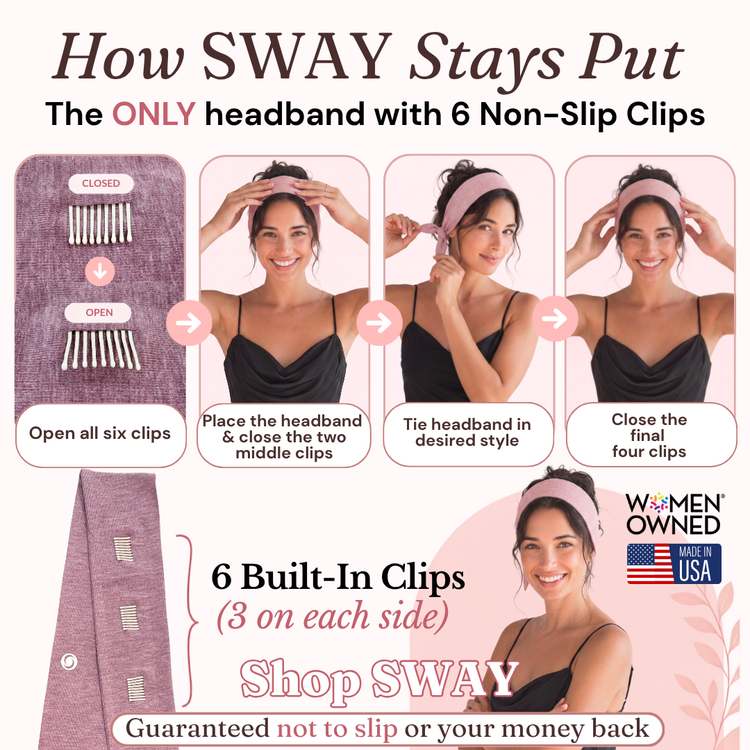 A SWAY product explainer 'How SWAY Stays Put. Woman shows how to use.