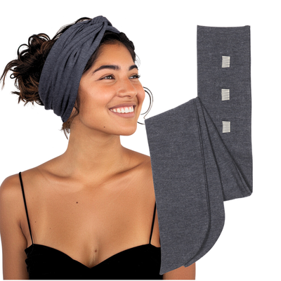 Long Stretch Non-Slip Wide Headband - Gray