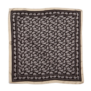 Small Satin Scarf Headband - Black Paisley Non-Slip