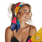 Small Satin Non-Slip Scarf Headband Blue and Yellow Product shot