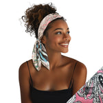 Pink and multi-Colored Small Satin Scarf Headband product shot