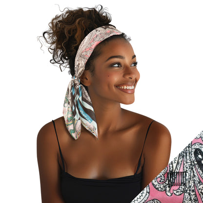 Pink and multi-Colored Small Satin Scarf Headband product shot