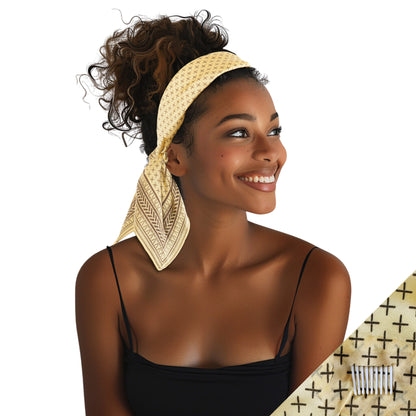 Small Satin Scarf Headband - Yellow Kisses Non-Slip