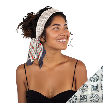 Small Satin Non-Slip Scarf Headband Blue and white product shot