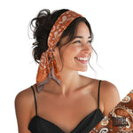 Rust and brown paisley design headband non-slip laid flat