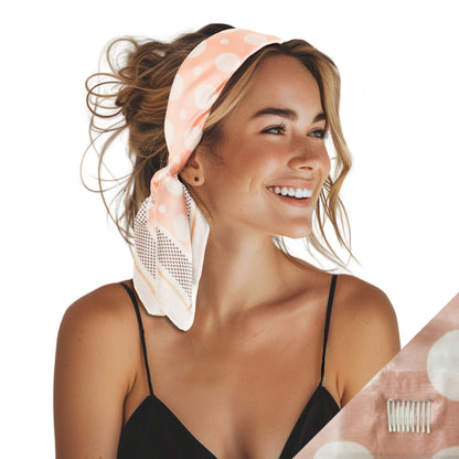 Pink and White Small Satin Non-Slip Scarf Headband main image