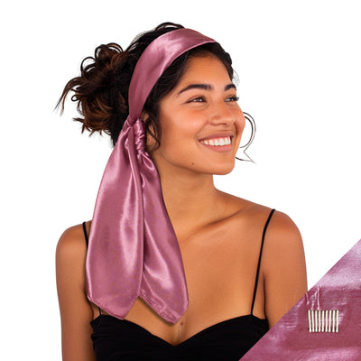 Large Satin Scarf Headband - Pink Solid Non-Slip
